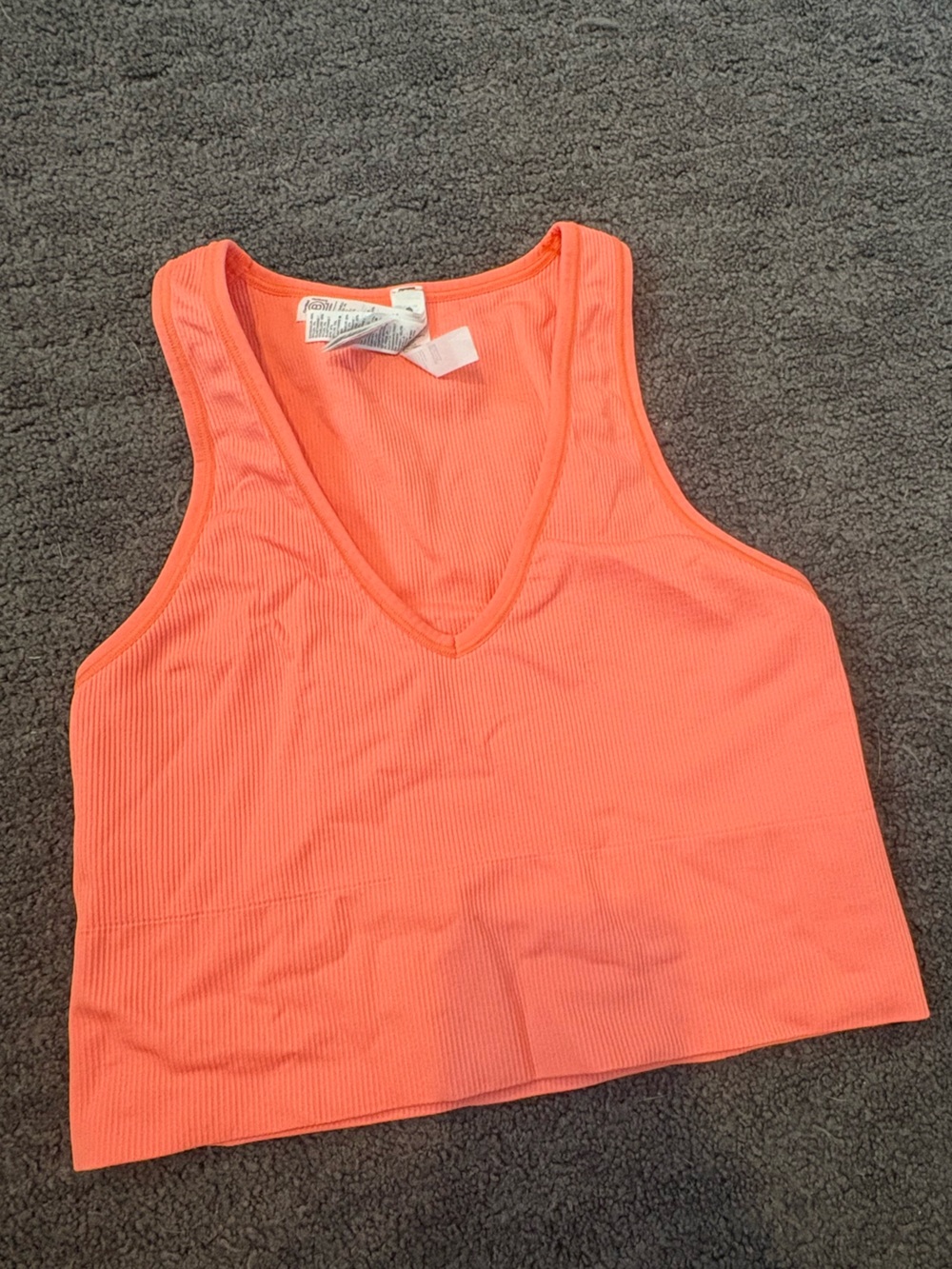 Athleta Women’s Ribbed V-Neck Fitted Crop Tank Top - Coral
